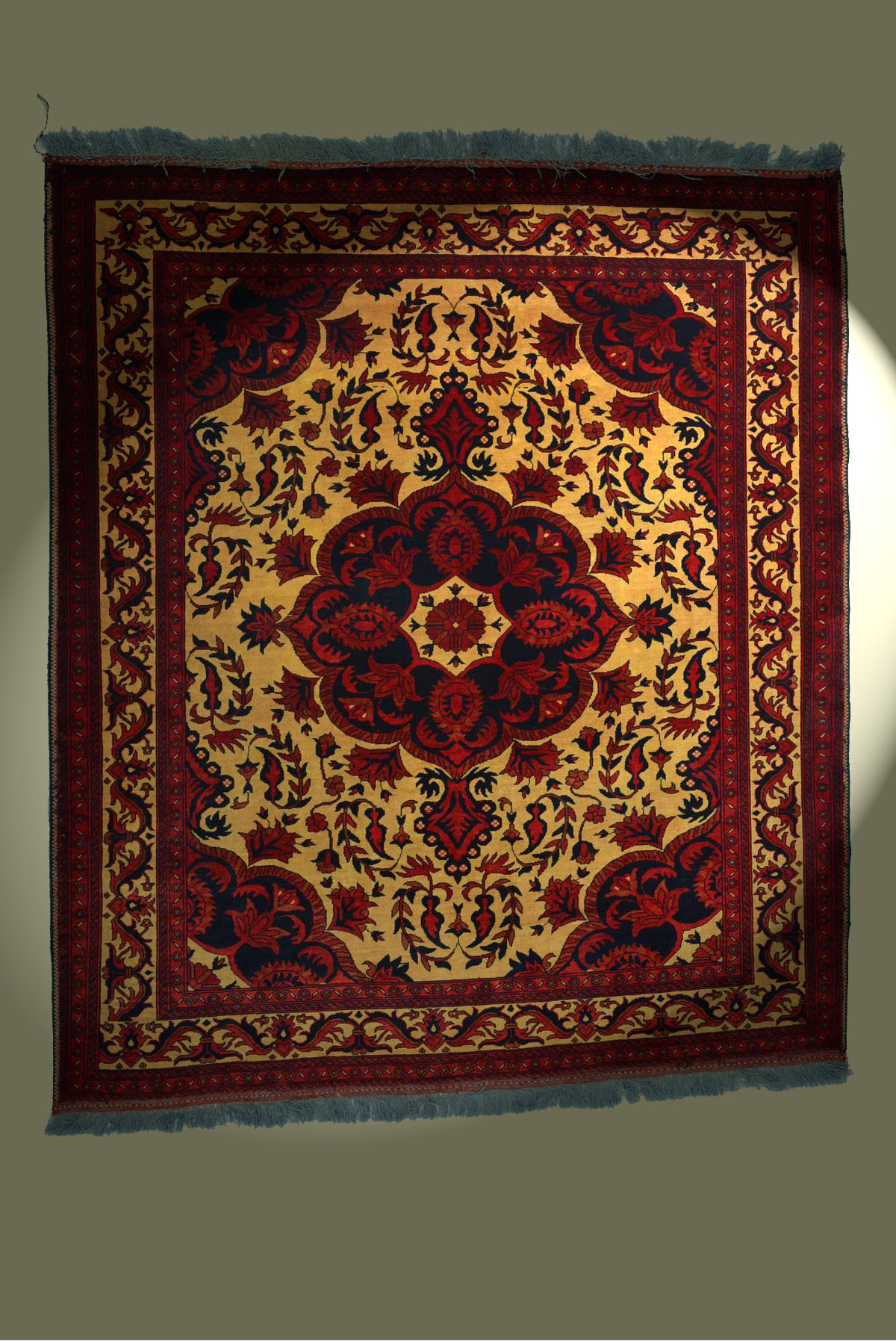 Teppich Naturfarben 100 Wolle 180x154cm Braun Vogel Orientteppich