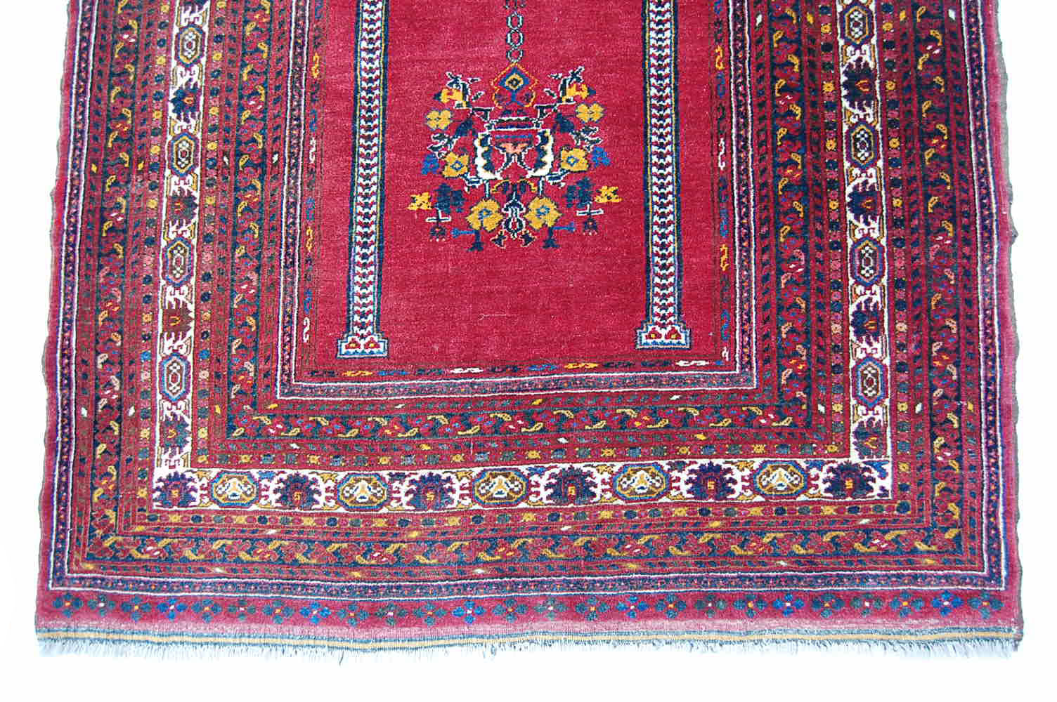 Antique ISAF Afghanistan Prayer Rug Fine Red Afghan Prayer Rug Tapis